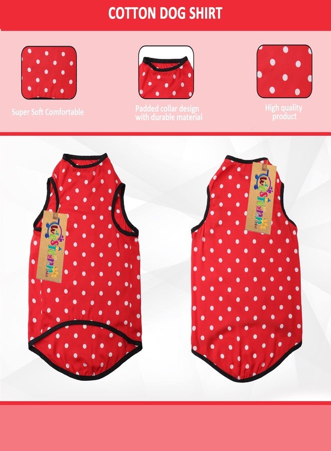 Western Era Funky Soft Cotton Dog T-Shirt, Comfortable Dog Clothing, Sleeveless Vest Puppy Outfit, Apparel (Polka Red) (Medium - 18inches) - Image 3